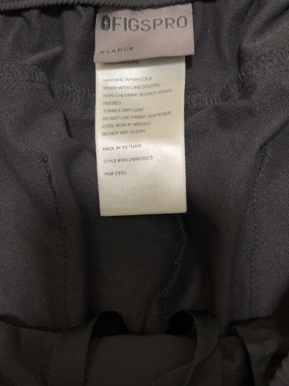 FIGS Pro Scrub Men's Black XL Performance Pants